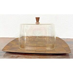 Weavewood Minneapolis Wood Cheese Board Dome Lid Mid Century Modern MCM USA